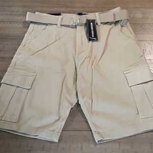 Wicked Stitch Khaki Cargo / Utility Shorts with Belt NWT